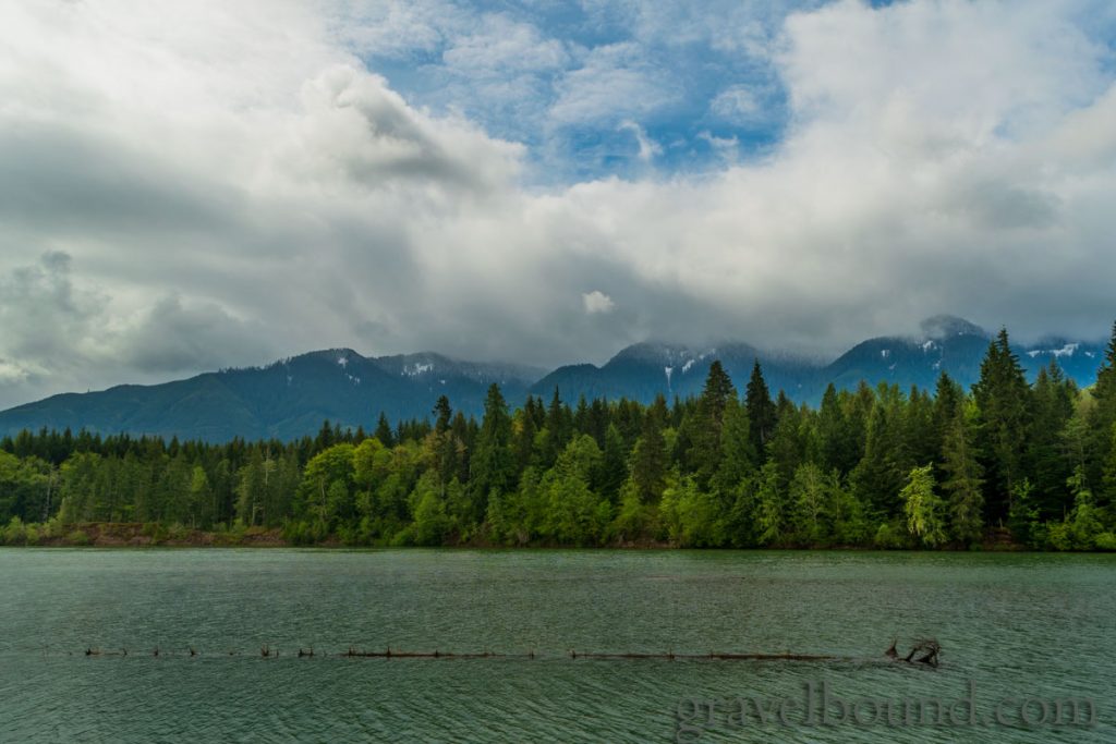 Water, Trees, Mountains, Clouds at Lake Scanewa