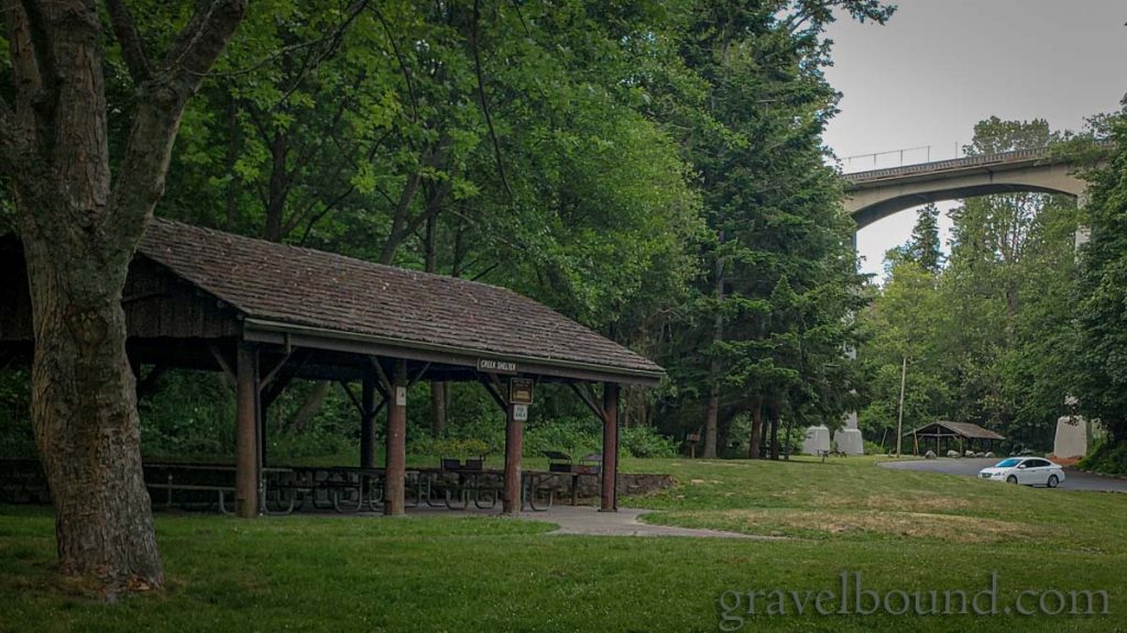 Picnic Shelter and Bridge at Saltwater State Park