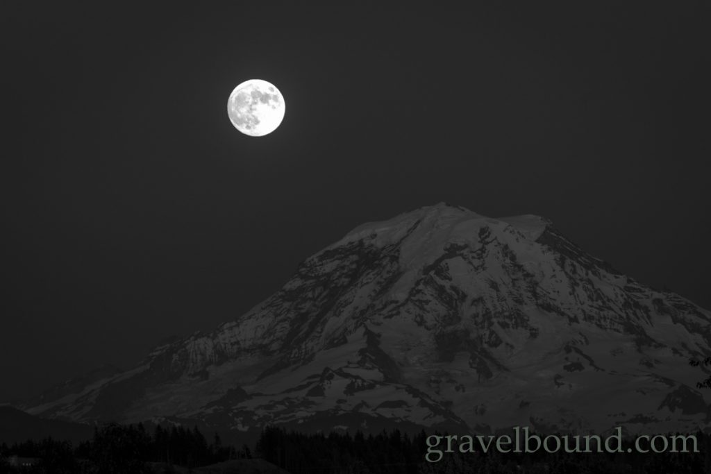 Textures on Mount Rainier and a Full Moon