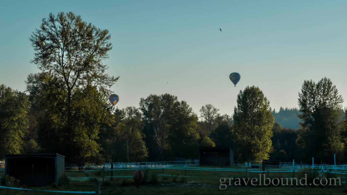 Hot Air Balloon Sunset in the Green Valley